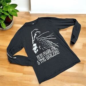 Zion Bob Marley Graphic Band Tee T Shirt Black Long Sleeve M